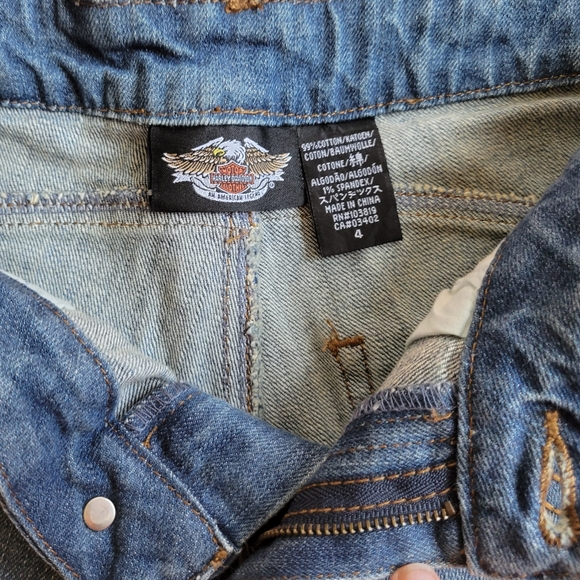 Harley Davidson Embroidered Denium Jeans Size 4 - Picture 6 of 6